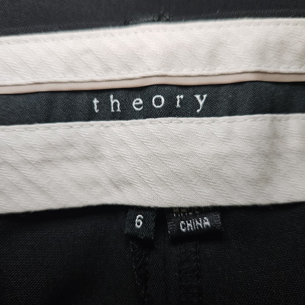THEORY Black Emery Stretch Wool Wide Leg Flare Dress Work Trousers Pants Size 6 - Picture 6 of 12